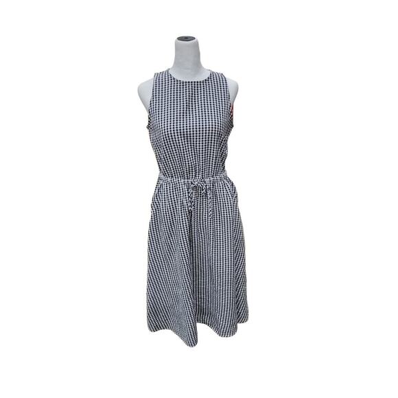 Loft Women's Gingham Midi Dress Size XS Crossover Back Pockets - Picture 3 of 16